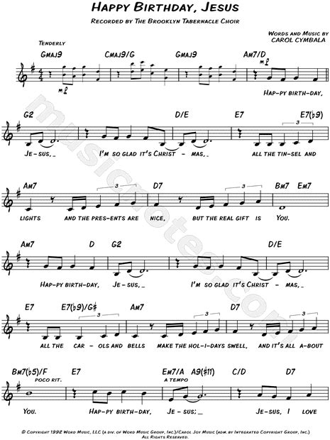 Brooklyn Tabernacle Choir "Happy Birthday, Jesus" Sheet Music ...