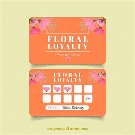 Free Vector | Lovely loyalty card template with floral style