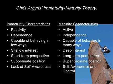 😊 Chris argyris immaturity maturity theory. Maturity / Immaturity ...