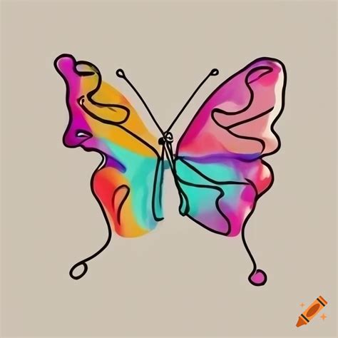 Minimalist one line drawing of a butterfly