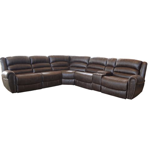 3021 6-Piece Power Reclining Sectional Sofa with Nailhead Trim | Pilgrim Furniture City ...