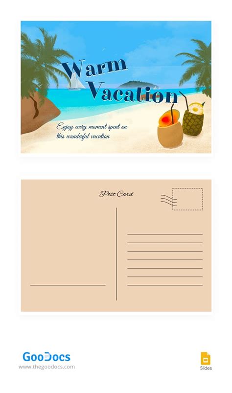 Free Warm Vacation PostCard Template In Google Slides