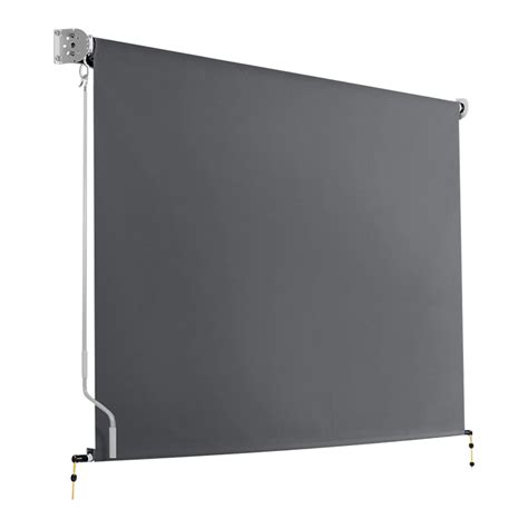 Retractable Straight Drop Roll Down Awning Garden Patio Screen 2.1X2.5M - 2.1 x 2.5m - Grey ...