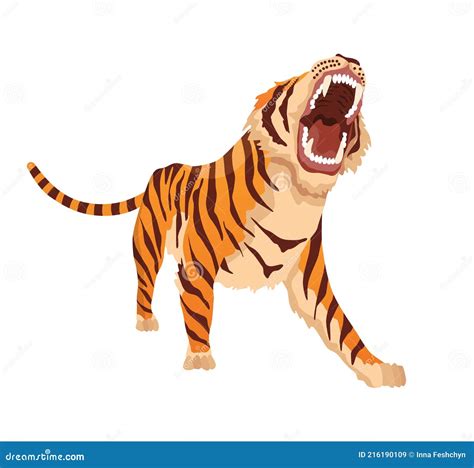 Adult Big Tiger. Angry Animal from Wildlife. Big Cat. Predatory Mammal. Painted Cartoon Animal ...