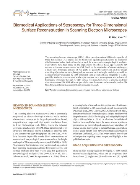 (PDF) Biomedical Applications of Stereoscopy for Three-Dimensional ...