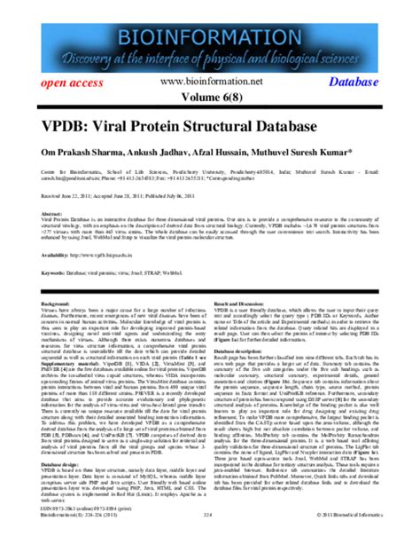 (PDF) VPDB: Viral Protein Structural Database | Om Prakash Sharma - Academia.edu