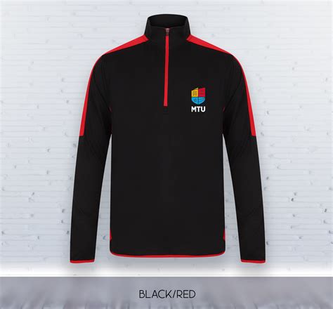 MTU Logo Half Zip - Black with Red – Munster Technological University