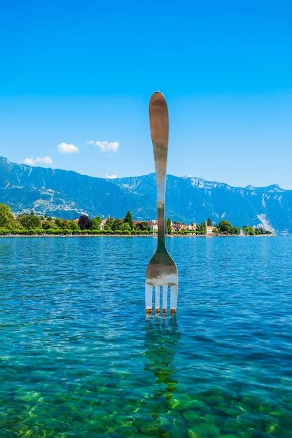 Premium Photo | Vevey fork lake geneva in switzerland