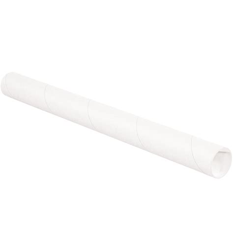 2 x 9 White Mailing Tubes With End Caps .060 Gauge - PackagingSupplies.com