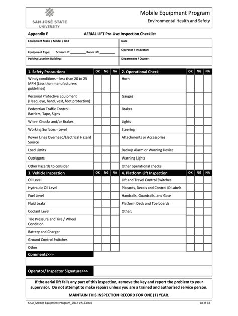 Scissor Lift Inspection 2012-2024 Form - Fill Out and Sign Printable PDF Template | airSlate SignNow