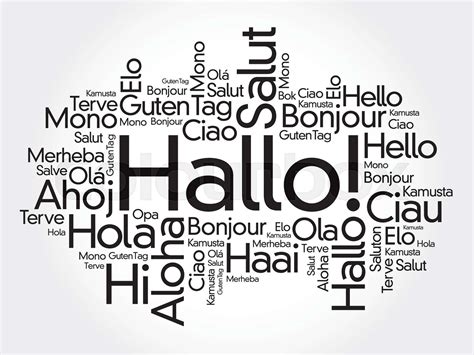 Hallo (Hello Greeting in German) word cloud in different languages | Stock vector | Colourbox