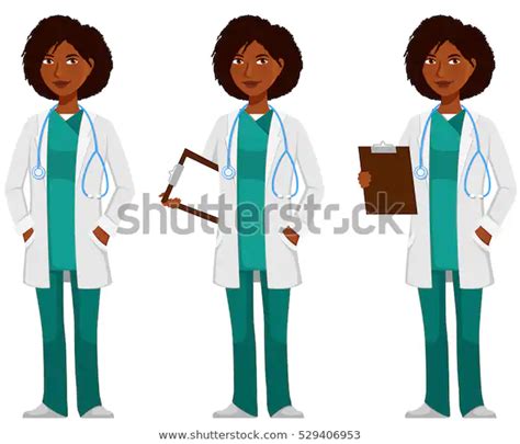 Cartoon Illustration Young African American Doctor Stock Vector (Royalty Free) 529406953