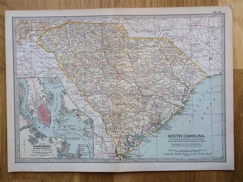 1903 SOUTH CAROLINA Original Large Antique Map - Wall Map - Home Decor - Cartography - 11 x 16 ...