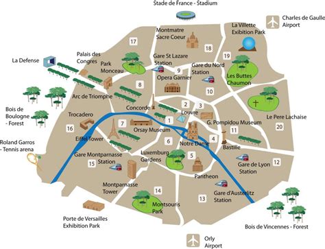 Paris museums map - Map of Paris museums (France)