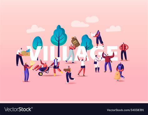 People in village concept characters doing Vector Image