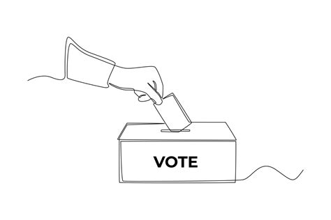 Continuous one line drawing hand putting paper in the ballot box for ...