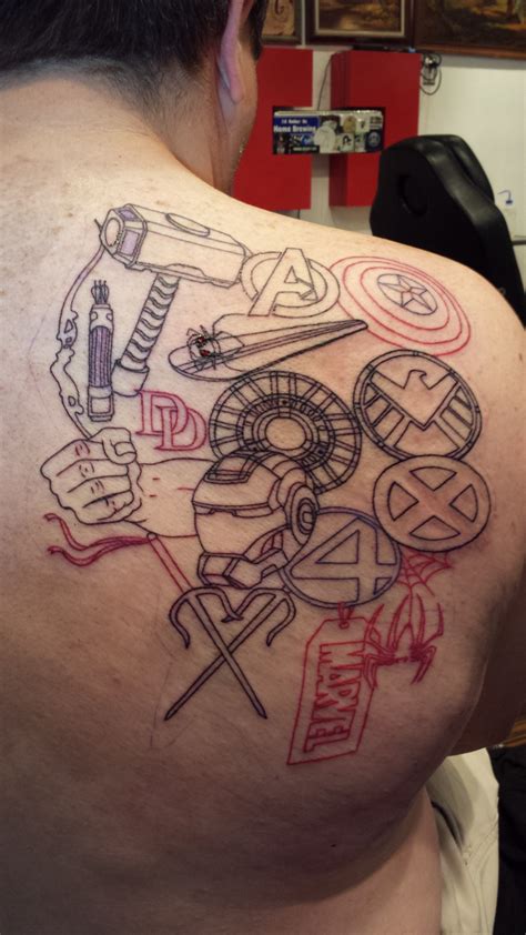 The beginning of my Marvel Tattoo. 20 More hours to go... Great Tattoos, Unique Tattoos, New ...