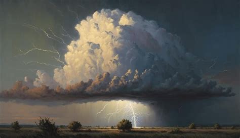 Premium AI Image | painting of a storm cloud with lightning coming out ...