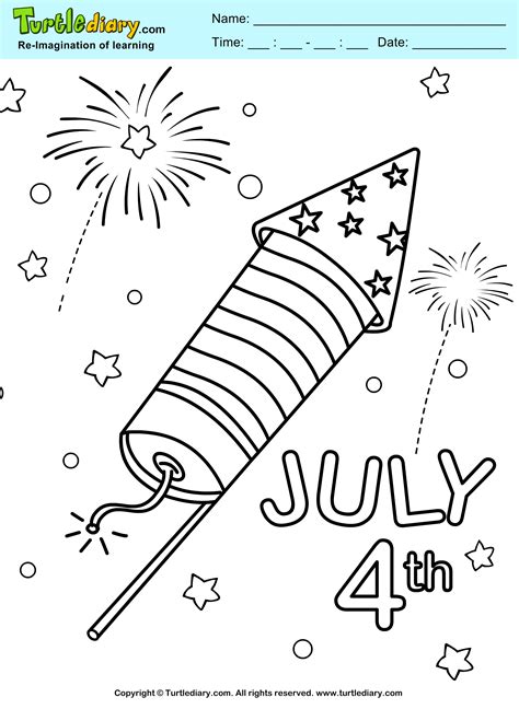 4th of July Fireworks Coloring Sheet - Turtle Diary