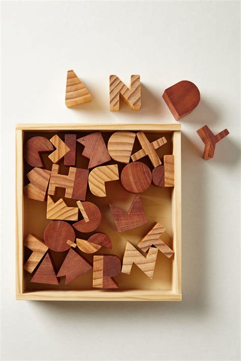 Alphabet Wood Block Set | Wood blocks, Wooden alphabet, Gifts for kids