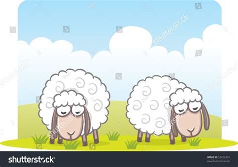 Illustration Sheep Eating Grass Stock Vector 52429324 - Shutterstock