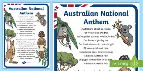 Australian National Anthem Poster - Printable PDF - Twinkl