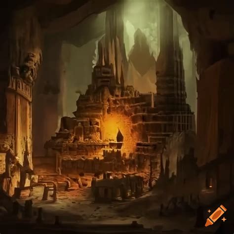 Image of an underground dwarven city on Craiyon