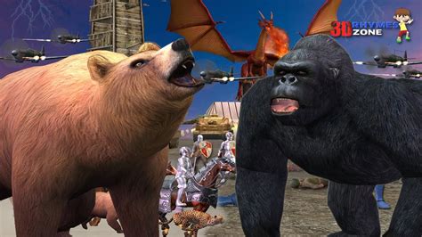 Gorilla Vs Bear Cartoon Animals fight War Super heroes Epic Battle 3d Sh... | Bear cartoon ...