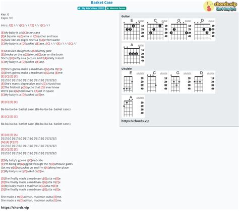 Chord: Basket Case - tab, song lyric, sheet, guitar, ukulele | chords.vip