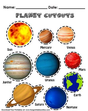 Planet Cutouts - Free Printable Online