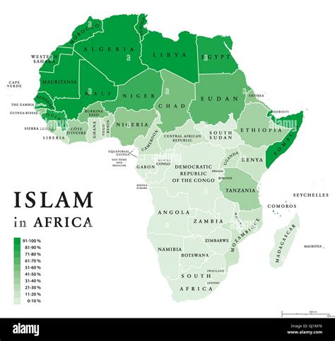 Islam distribution in Africa. Political map of Muslim population in ...