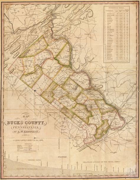 1831 Map of Bucks County Pennsylvania