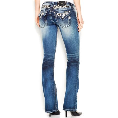 Miss me Studded Rhinestone Bootcut Jeans in Blue | Lyst