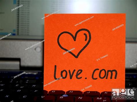 memo note on notebook, drawing of heart, love.com, Stock Photo, Picture And Rights Managed Image ...
