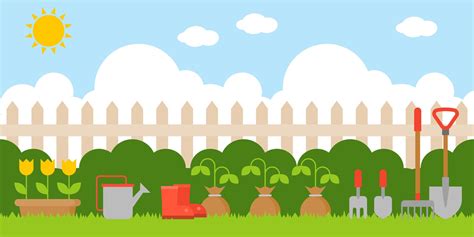 gardening background in flat design us as backdrop 464588 Vector Art at ...