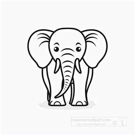 Animal Outline Clipart-elephant cartoon style black outline clip art