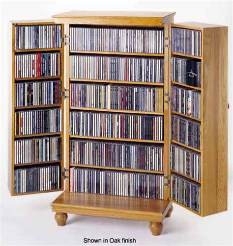 Louvered Hardwood Mission Style CD/DVD Storage Cabinet - Merlot