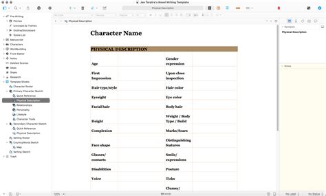 Scrivener Character Templates