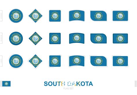 South Dakota flag set, simple flags of South Dakota with three ...