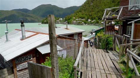 Wooden Piers and Walkways of Lumber Town Caleta Tortel Stock Footage - Video of carretera ...