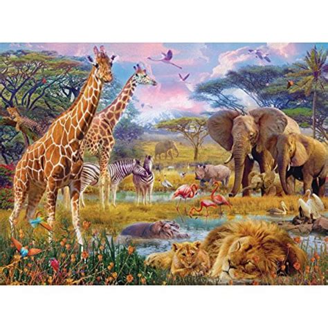 bits and pieces - 300 large piece jigsaw puzzle for adults - savannah animals - 300 pc jungle ...