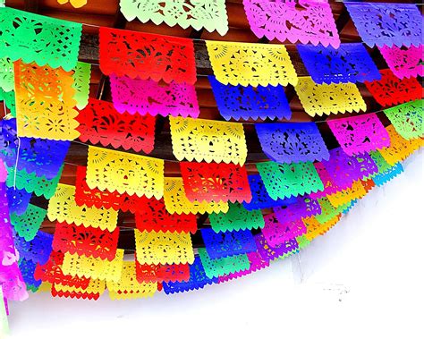 Buy 5 Pk Mexican Fiesta Decorations, Papel Picado Banner 60 ft total ...