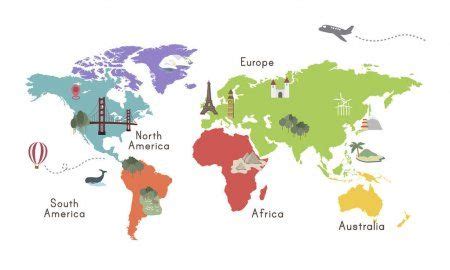Continentes del mundo mapa — Ilustración de stock | World map design, Kids world map, Graphic ...