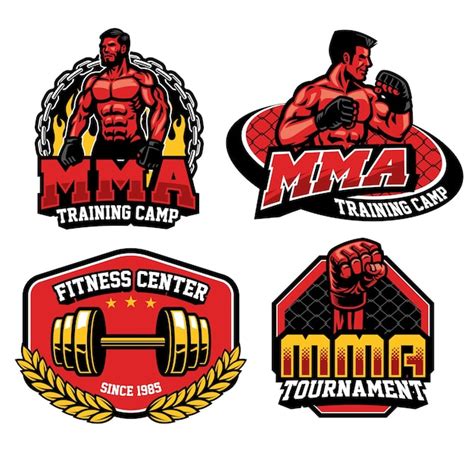 Premium Vector | Mma fighting training badge set collection