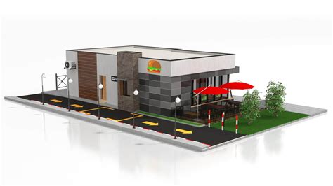 Drive-Thru Fast Food Restaurant 3D Model by zyed