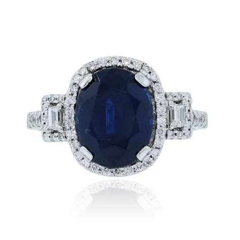 14k White Gold 3.85ct Oval Sapphire Diamond Ring