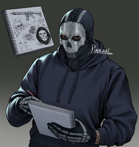 a person in a black hoodie holding a book and a skull on their head