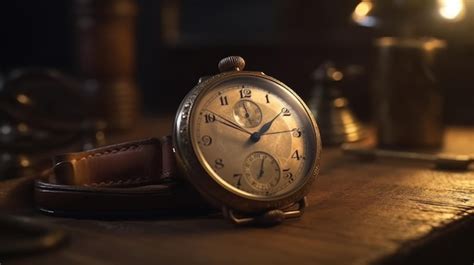 Premium AI Image | Close up of vintage gold luxury watch on the table