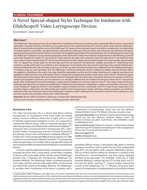 (PDF) A Novel Special-shaped Stylet Technique for Intubation with ...