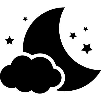 Night symbol of the moon with a cloud and stars ⋆ Free Vectors, Logos ...